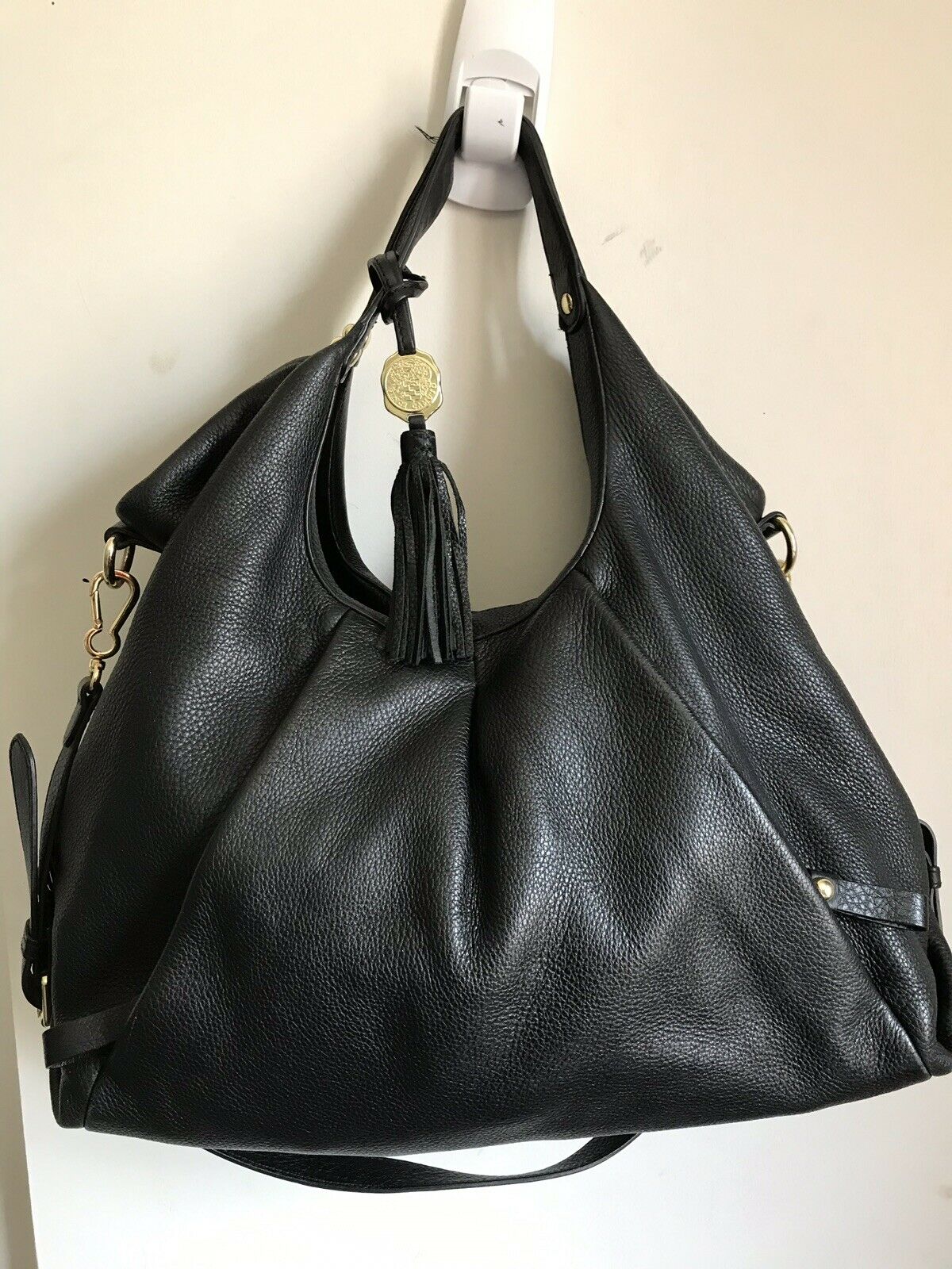 Vince Camuto Medium Black Leather Hobo Bag