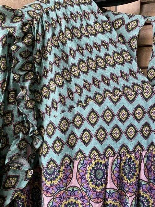 Nicole Miller Aqua Blue Purple Small Msrp Blouse