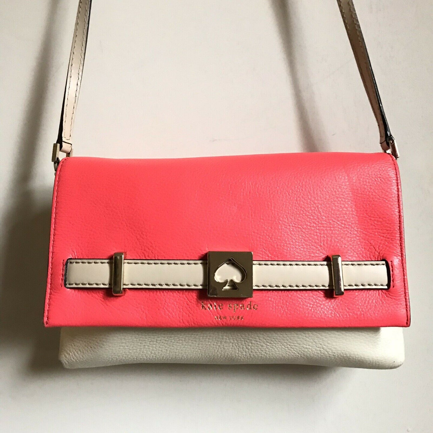KATE SPADE Fuschia/ Cream Leather Crossbody