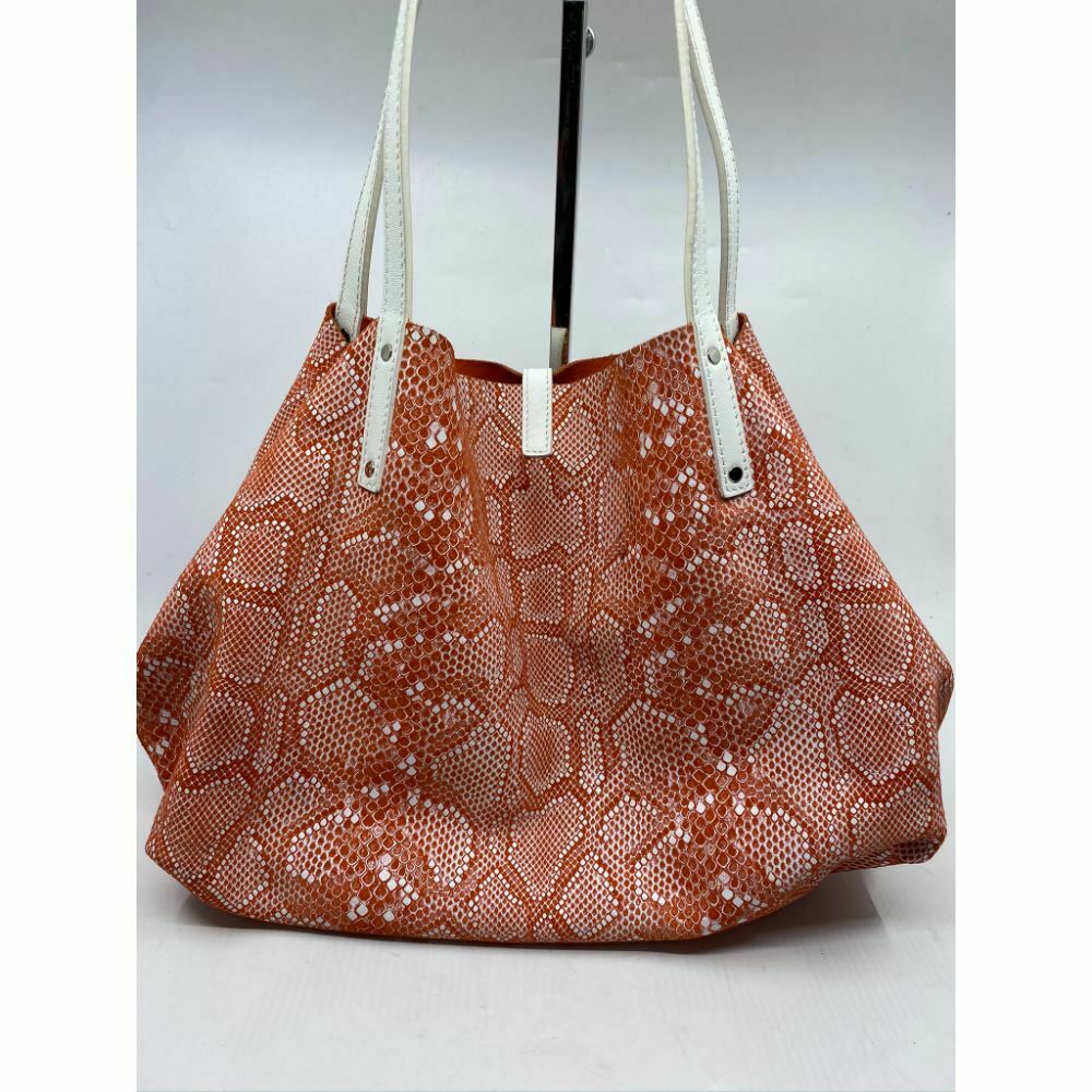 695 Tiffany and Co. Reversible Large Tote Bag Orange Suede and Snake Print Design