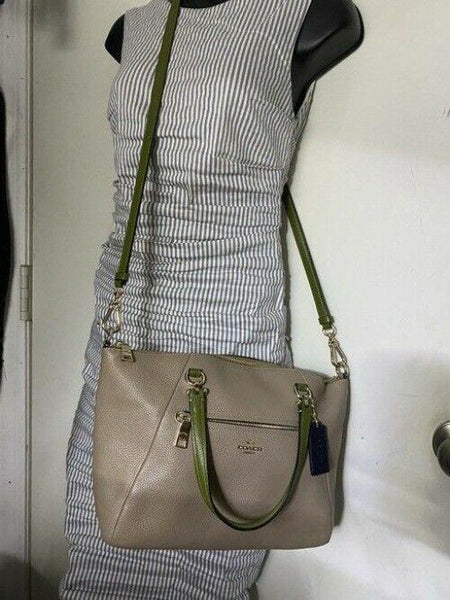 Coach prairie medium satchel tan leather cross body bag