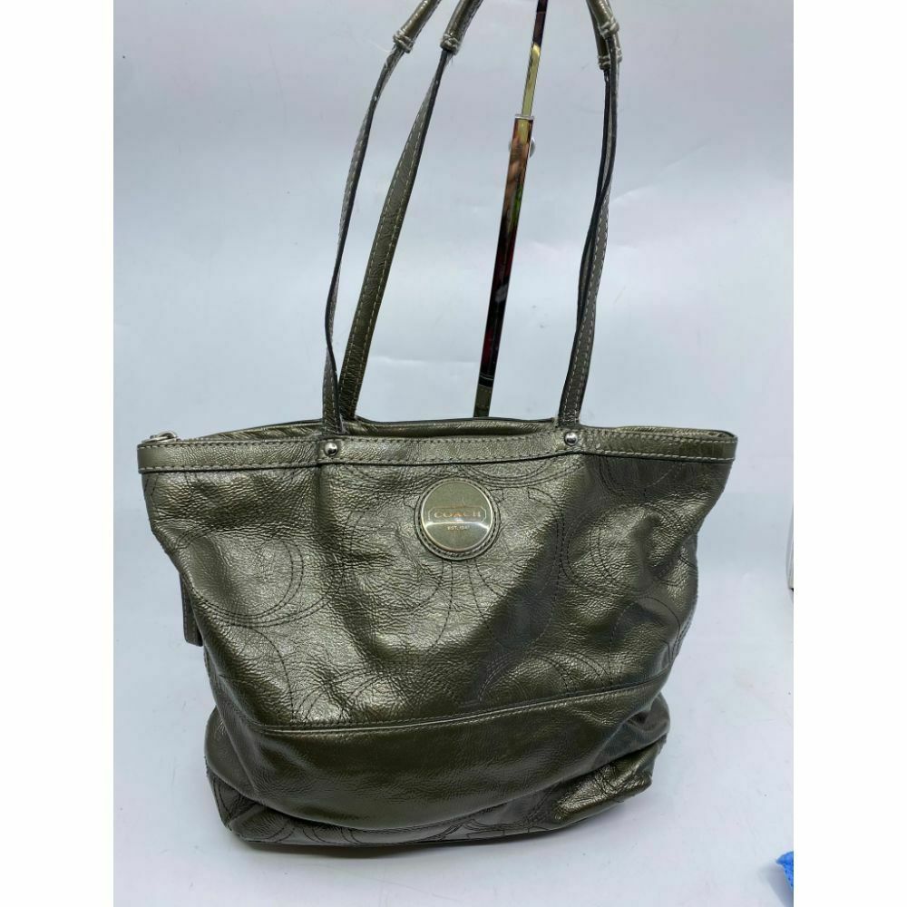 COACH Large Patent Leather Silver Gold Shoulder Bag