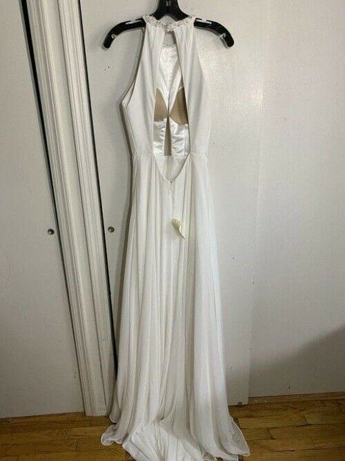 Unbranded White Haltered Gown Long Formal Dress