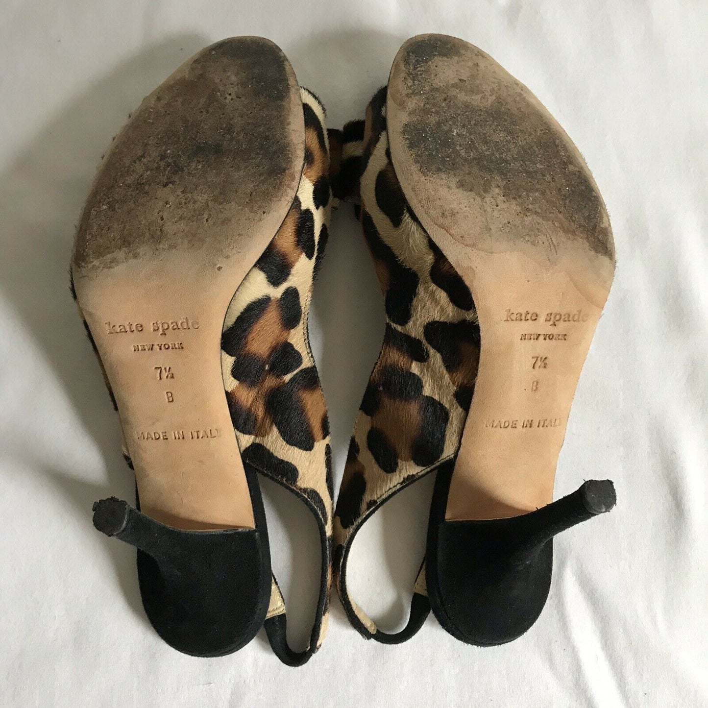 KATE SPADE calf Hair Animal Leopard Print Peeptoe Slingback Platform heels 7.5