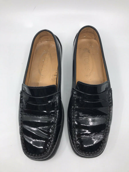 TOD’S Women’s Patent Black Leather Loafers size 8