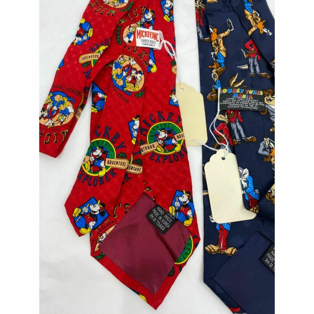 New Lot of 3 Neck tie Disney, Looney Tunes Blue Red White Total Msrp 75