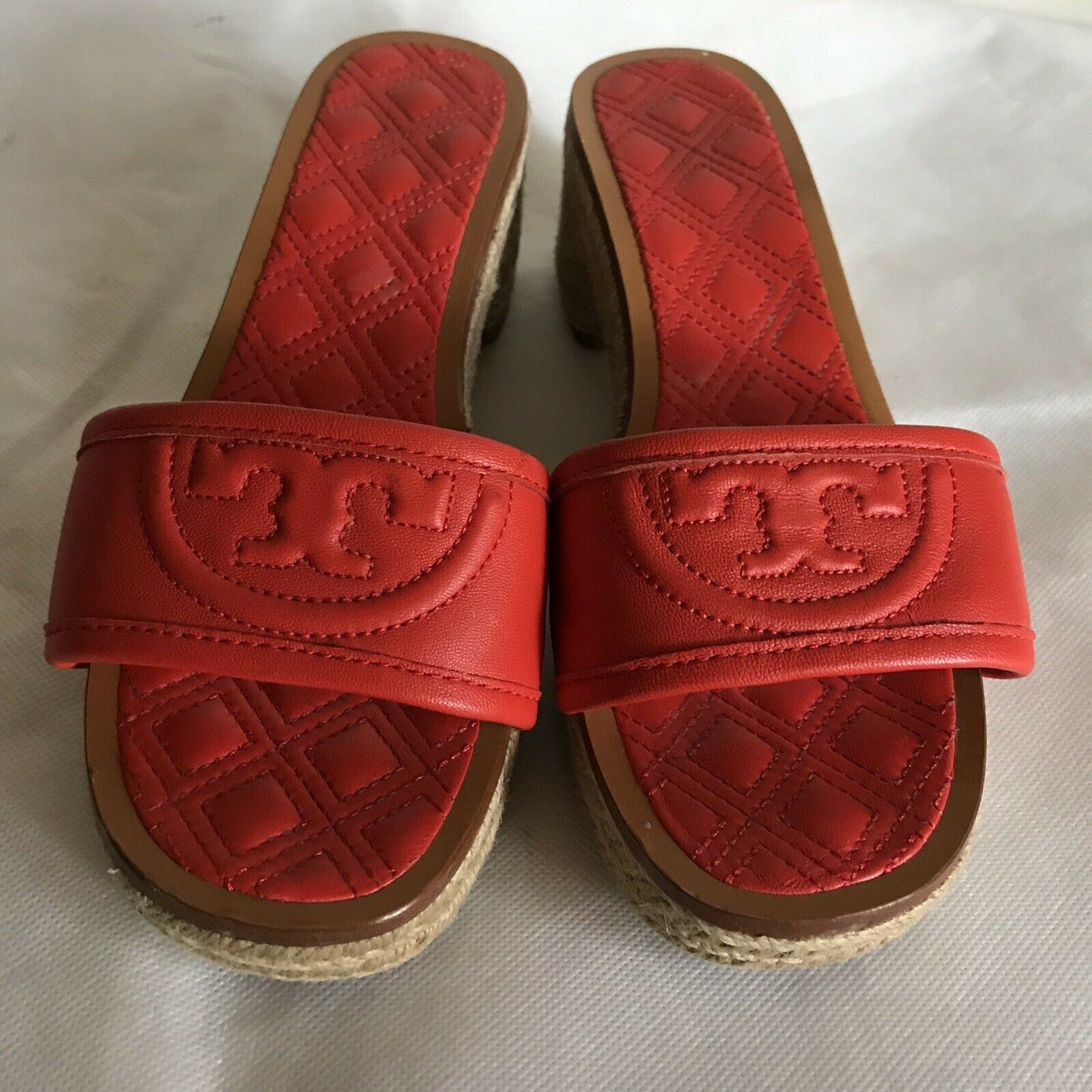 TORY BURCH Orange lamb Leather Slip On Sandals 6.5