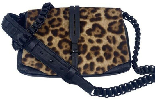 Rag And Bone Mini Enfield Genuine Calf Hair Leapord Leather Cross Body Bag