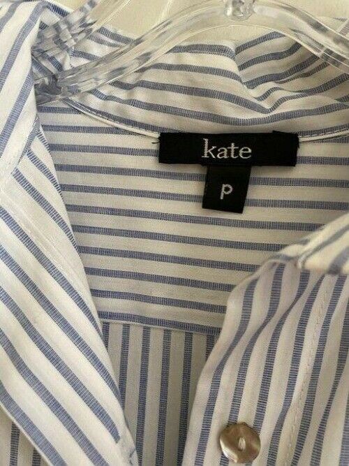 Kate Spade Blue White Nwot Collared Stripe Small Long Casual Maxi Dress