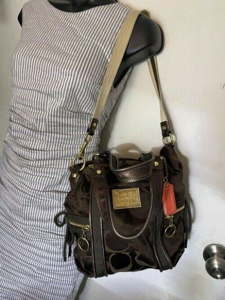 coach msrp brown fabric cross body bag