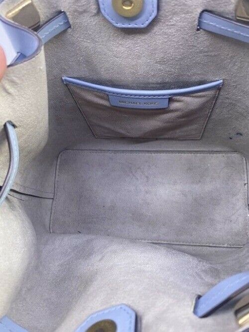 Michael Kors Bucket Blakely Blue Leather Cross Body Bag