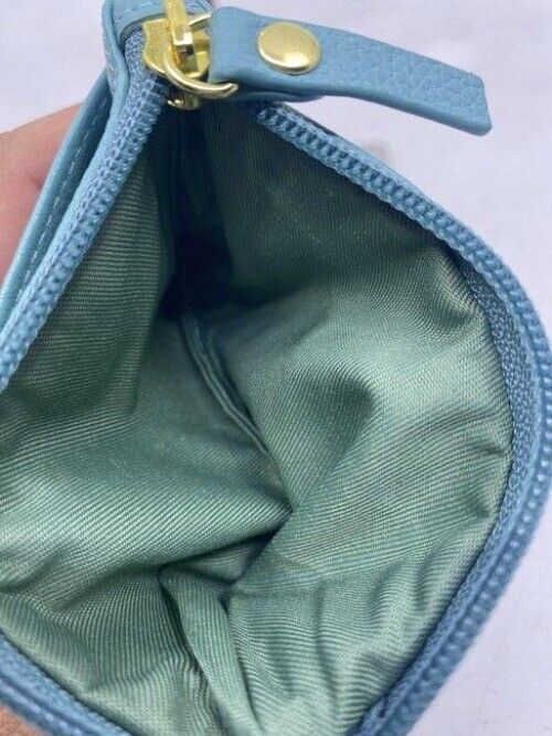 Lodis Soft Blue Leather Change Purse Cosmetic Bag