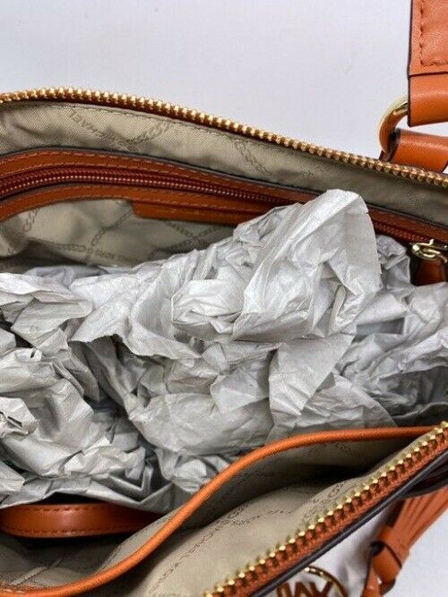 Michael Michael Kors Small Sullivan Convertible Top Zip Tote Orange Leather Cros