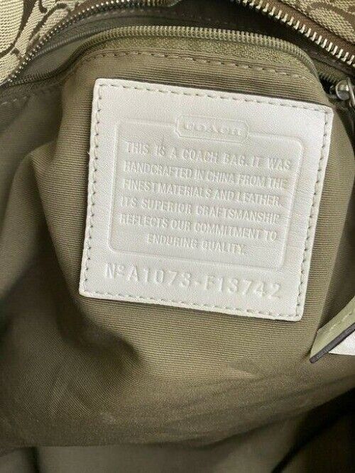 coach bag white brown fabric tote