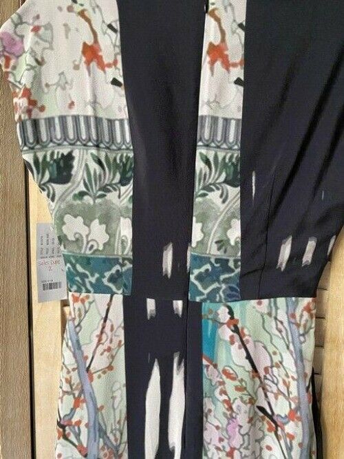 Nicole Miller black teal white msrp long casual maxi dress
