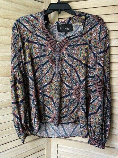 Nicole Miller Black Coral White Small Msrp Blouse