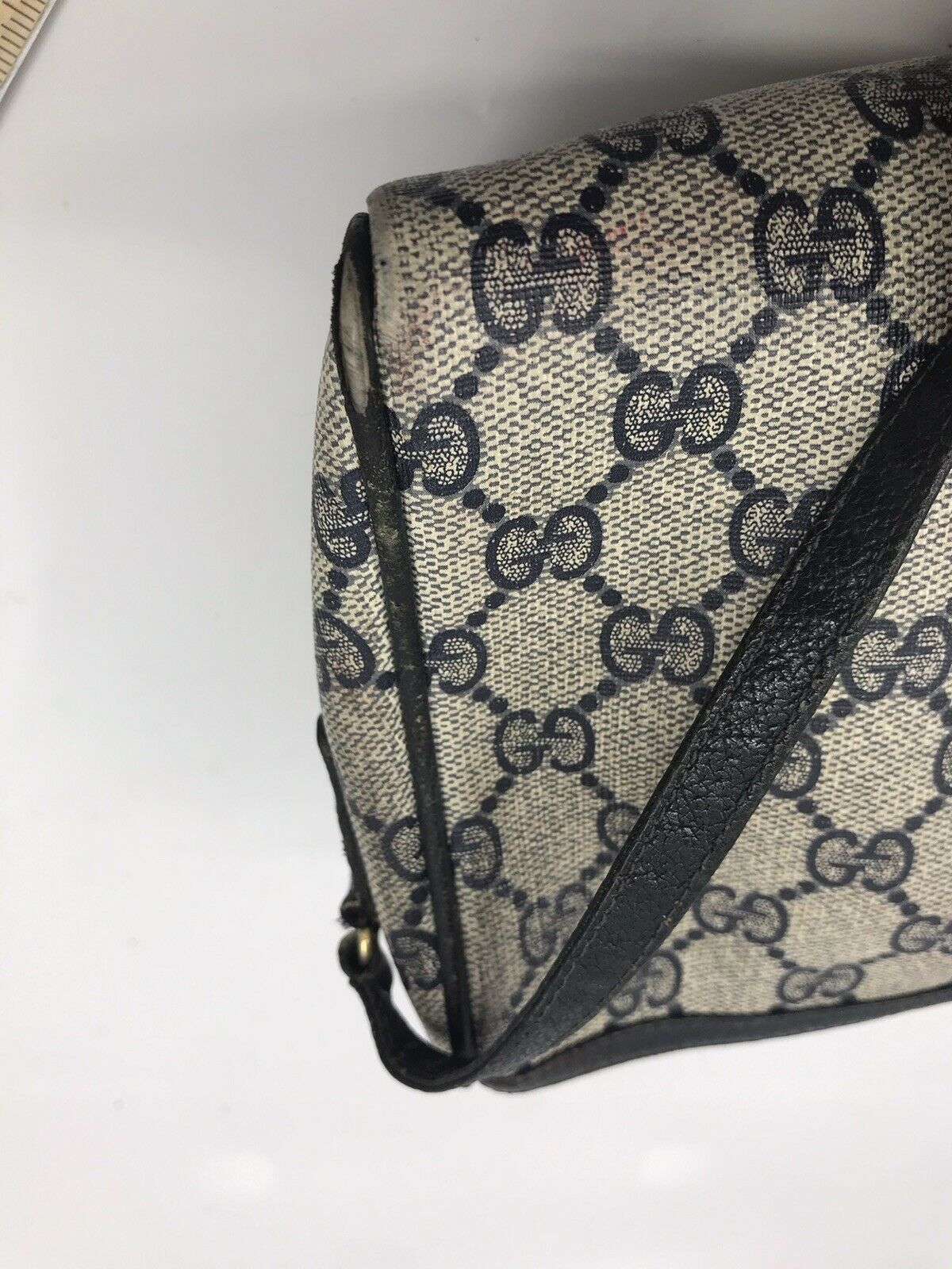 GUCCI Vintage Navy  Shoulder Bag All Over Signature