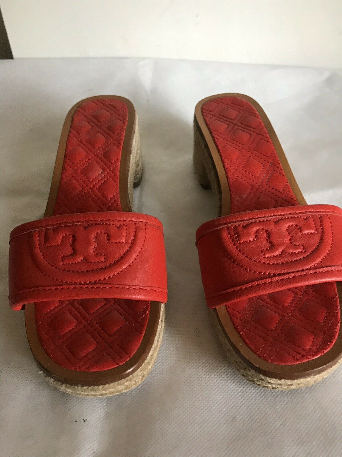 TORY BURCH Orange lamb Leather Slip On Sandals 6.5