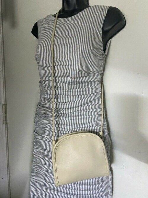 coach vintage small beige leather cross body bag