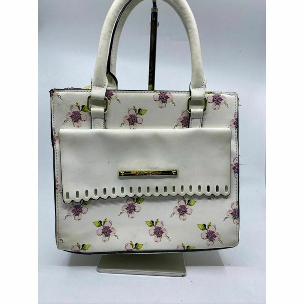 BETSEY JOHNSON Faux Leather White Embellished Tote Bag