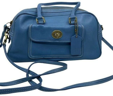 coach vintage medium blue leather cross body bag