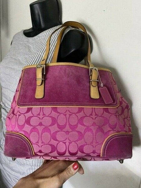 Coach Shoulder Bag Medium Msrp Purple Jacquard Fabric Tote