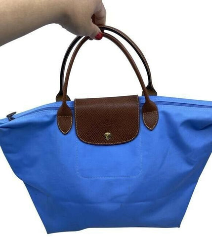 Longchamp Shopping Large Sky Blue Brown Tote