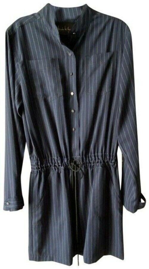 Nicole Miller Gray Striped Msrp Short Casual Dress