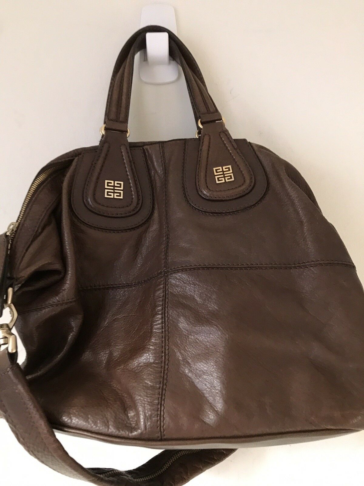 GIVENCHY Brown Leather Nightingale Handbag Msrp $2,200