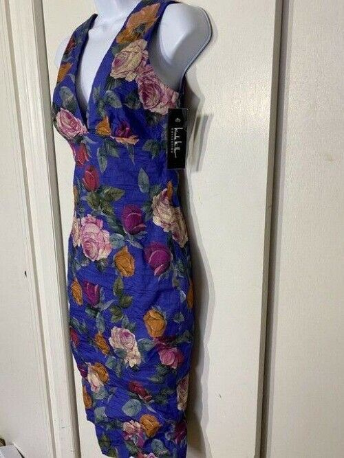 nicole miller multicolor new ruched v neck