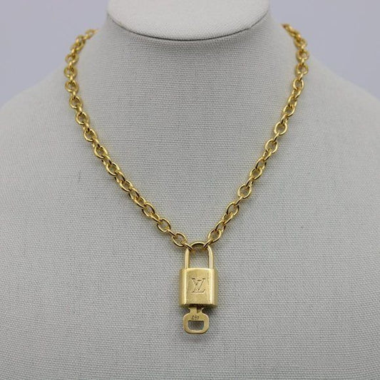 Louis Vuitton Gold Padlock & Key with Second-hand Necklace