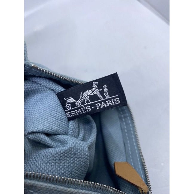 Hermes Deauville Toile Plage Mm Blue Cotton Tote