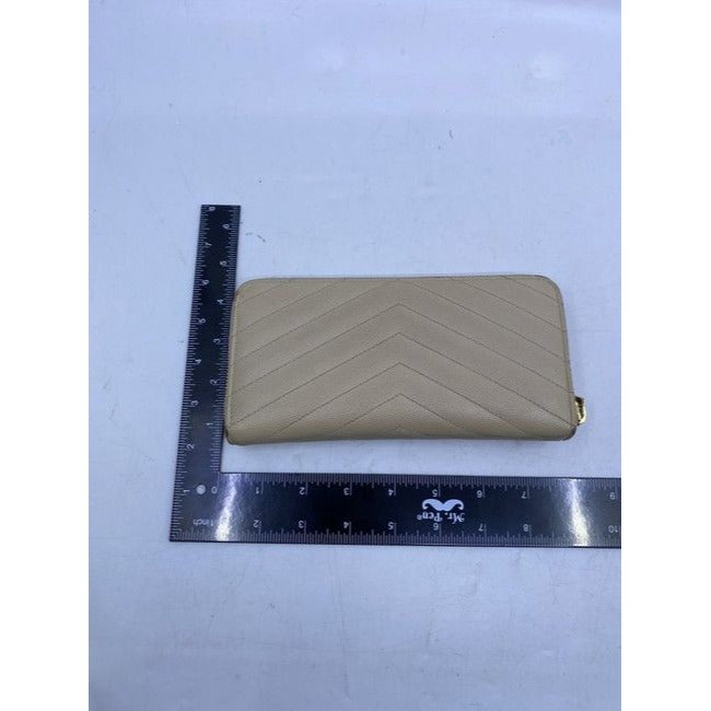 Saint Laurent Beige Monogram Zip Around Wallet