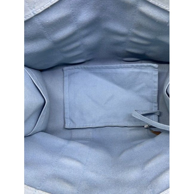 Hermes Deauville Toile Plage Mm Blue Cotton Tote