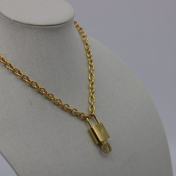 Louis Vuitton Gold Padlock & Key with Second-hand Necklace