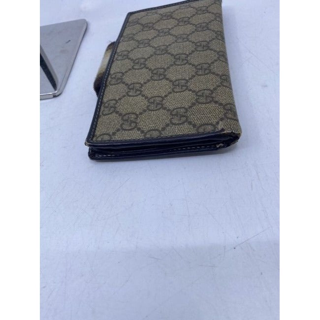 Gucci Brown Long Vintage Gg Web Wallet