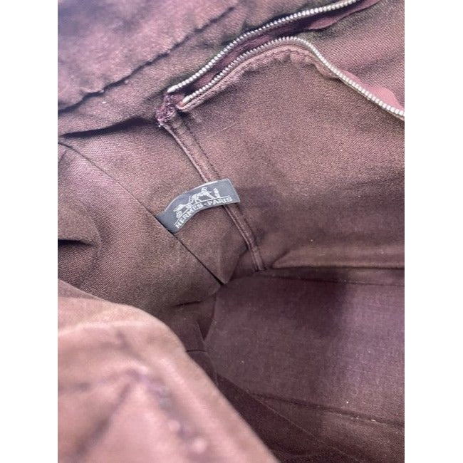 Hermes Toile Fourre Tout Mm Burgundy Fabric Tote