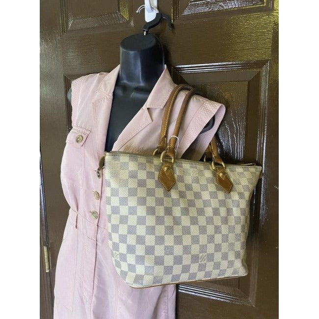 Louis Vuitton Saleya Vintage Crean Damier Azur Canvas Shoulder Bag