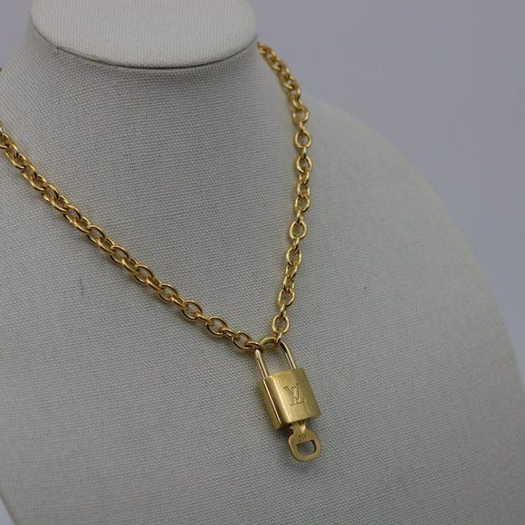 Louis Vuitton Gold Padlock & Key with Second-hand Necklace