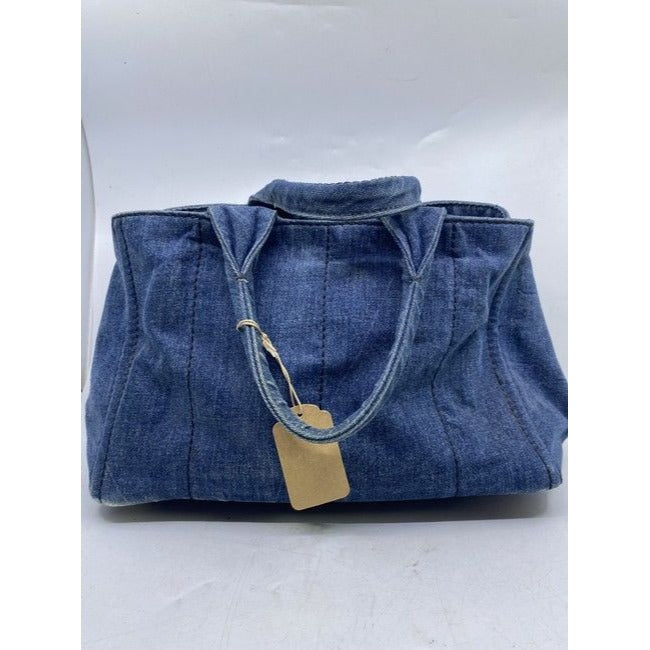 Prada Canapa Shoppers Tote Blue Denim Shoulder Bag